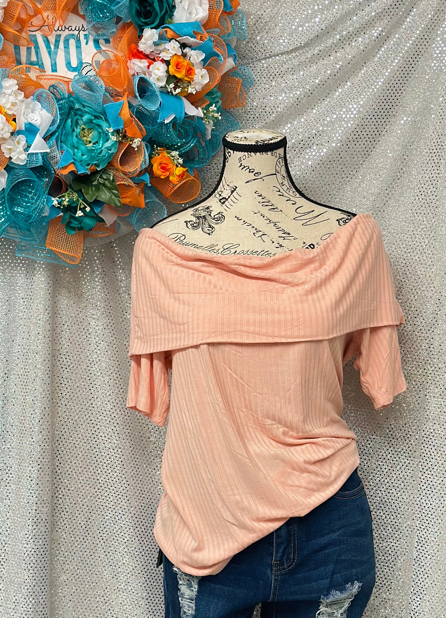 Light Pink Off The Shoulder Top